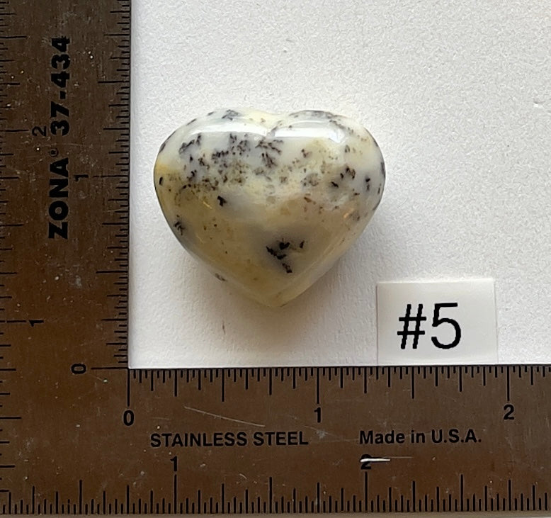 Dendritic White Opal Heart - Small