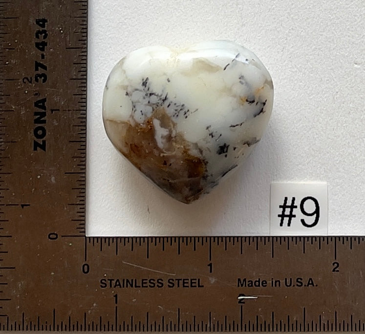 Dendritic White Opal Heart - Small