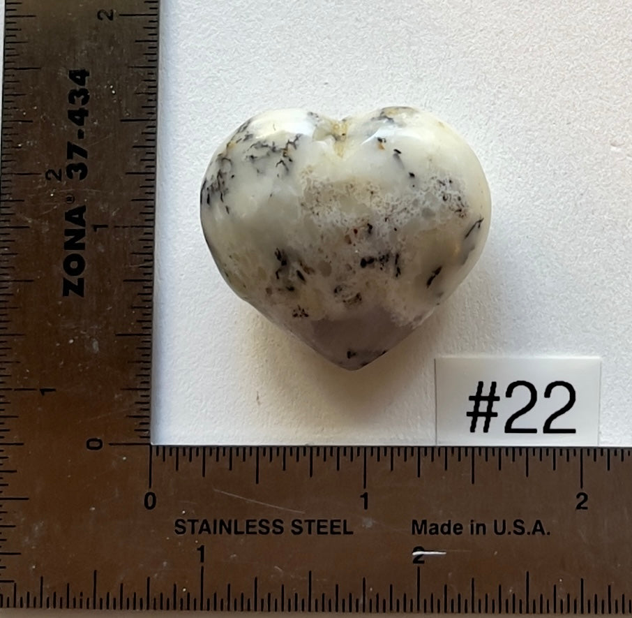 Dendritic White Opal Heart - Small