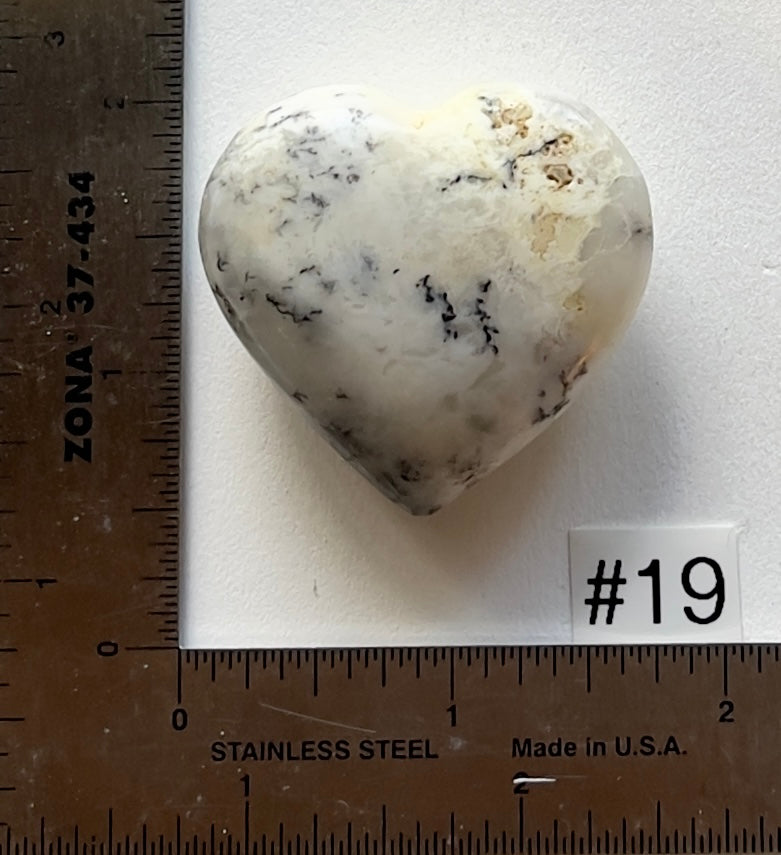 Dendritic White Opal Heart - Small