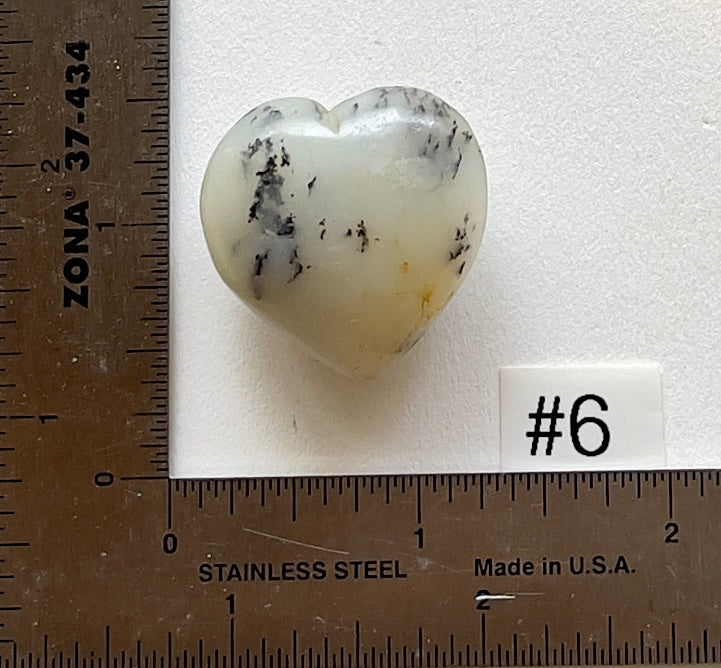 Dendritic White Opal Heart - Small