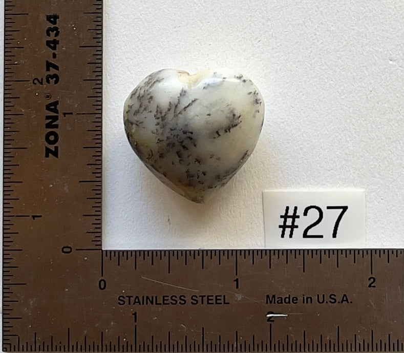 Dendritic White Opal Heart - Small