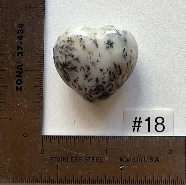 Dendritic White Opal Heart - Small