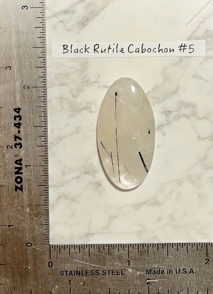 Black Rutilated Quartz Cabochon