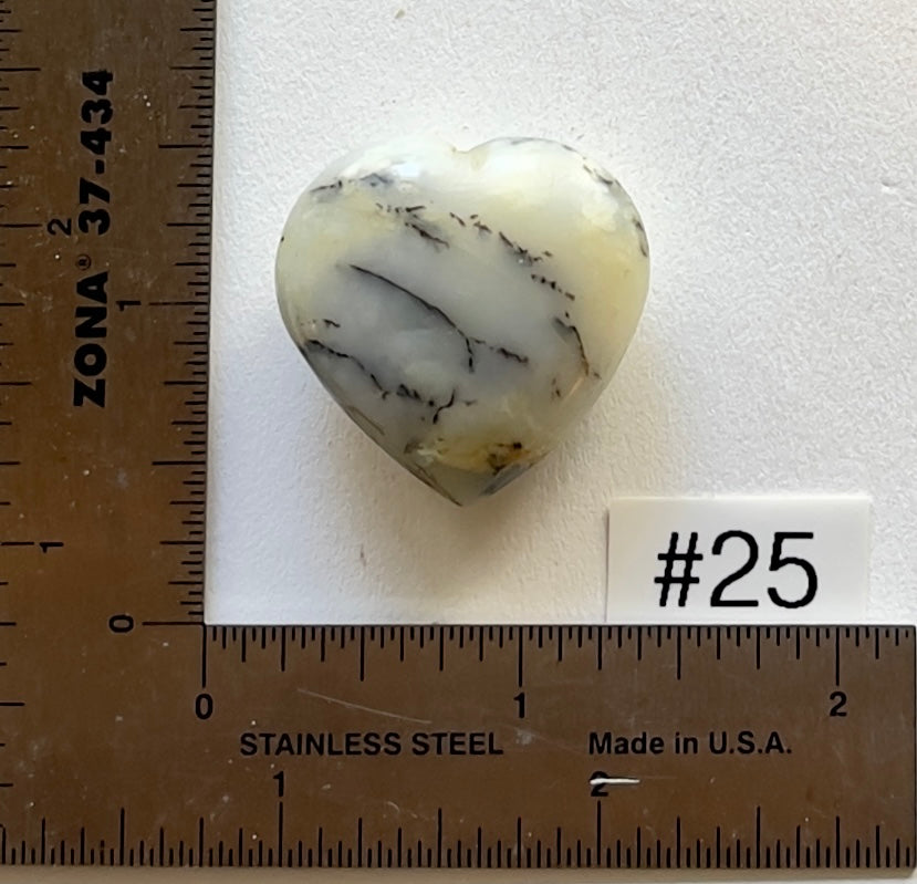 Dendritic White Opal Heart - Small