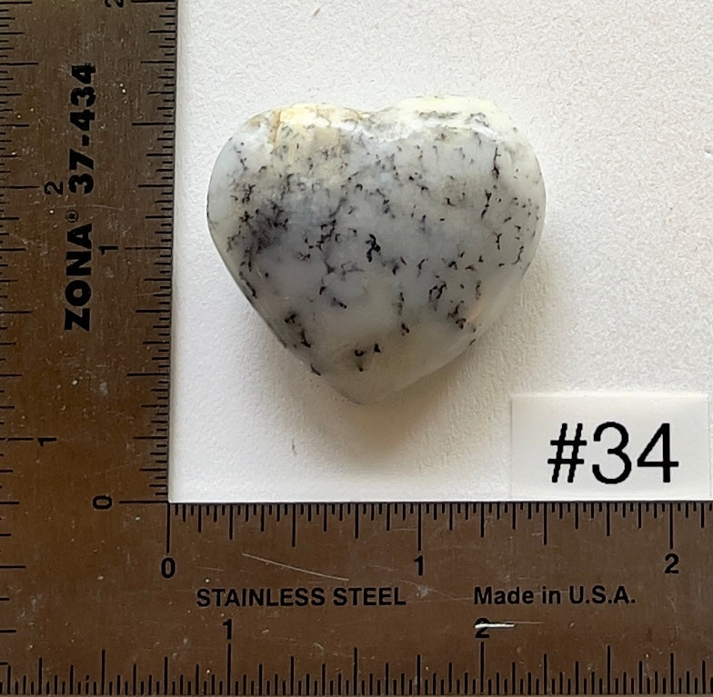 Dendritic White Opal Heart - Small