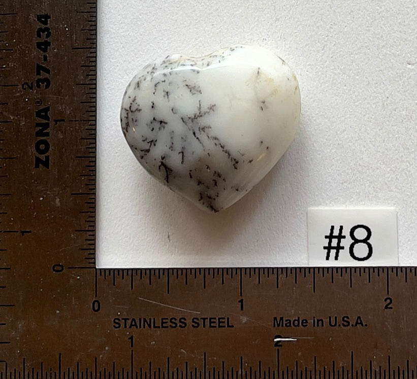 Dendritic White Opal Heart - Small