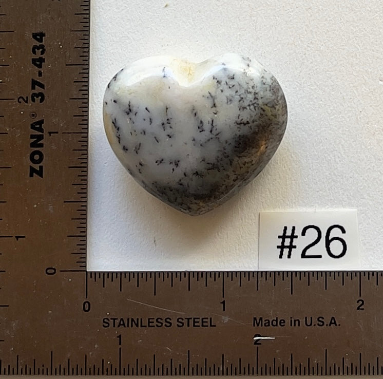 Dendritic White Opal Heart - Small