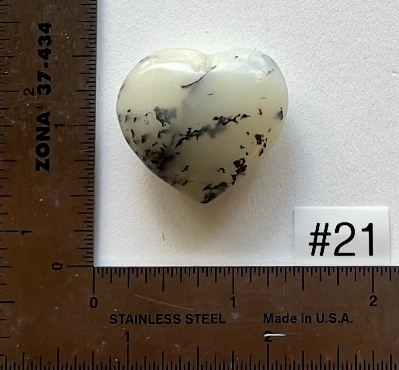 Dendritic White Opal Heart - Small