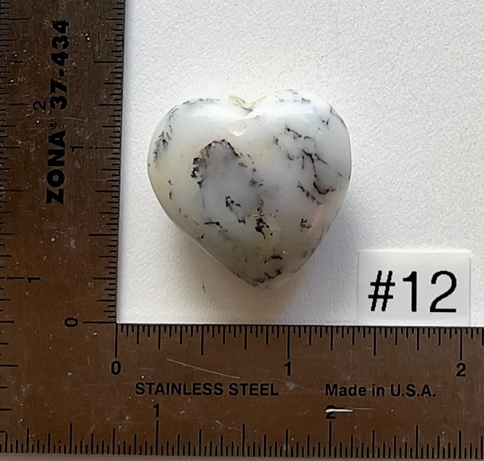 Dendritic White Opal Heart - Small