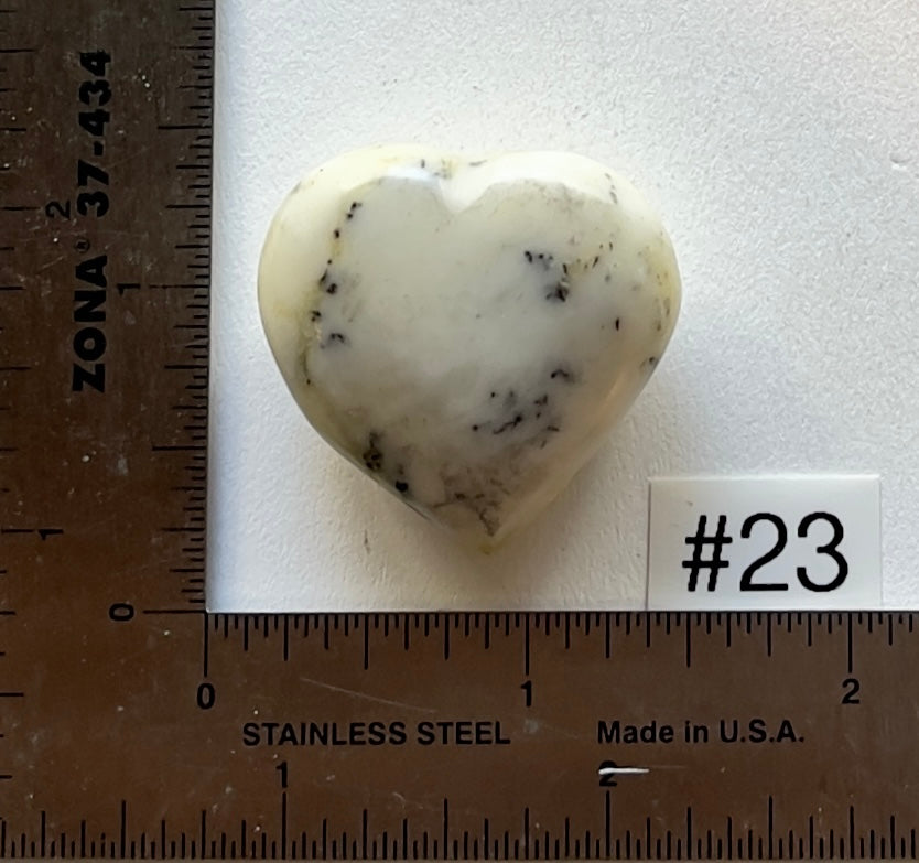 Dendritic White Opal Heart - Small