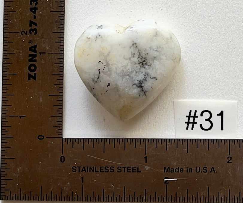 Dendritic White Opal Heart - Small