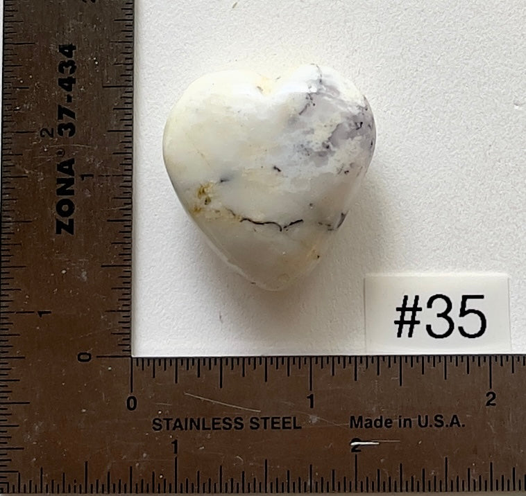 Dendritic White Opal Heart - Small