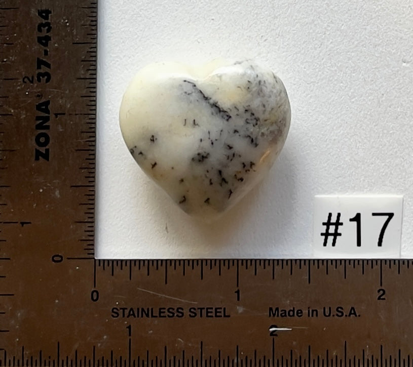 Dendritic White Opal Heart - Small