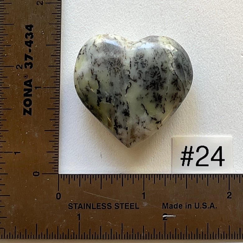 Dendritic White Opal Heart - Small