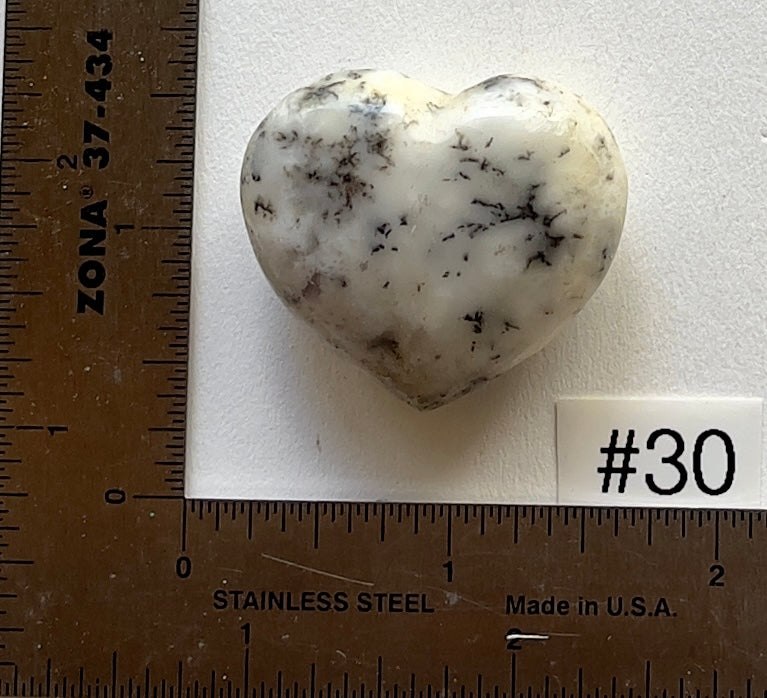 Dendritic White Opal Heart - Small