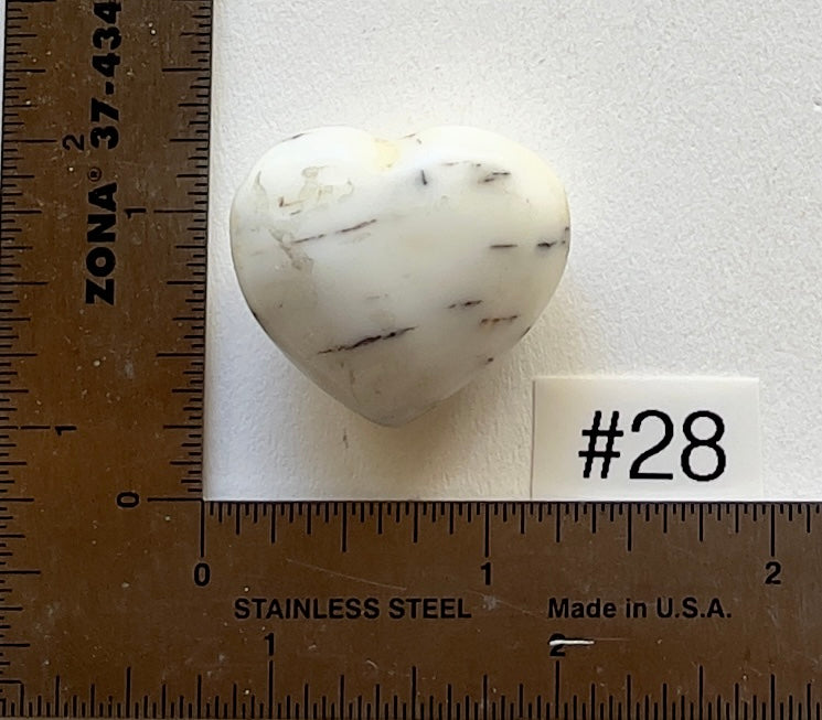 Dendritic White Opal Heart - Small