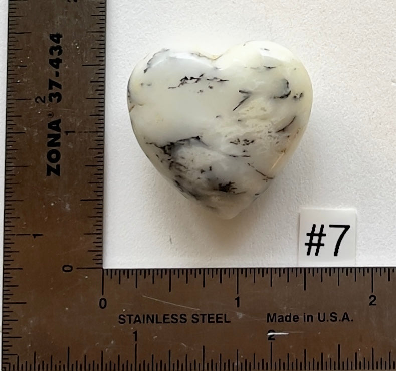 Dendritic White Opal Heart - Small