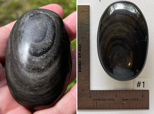 Silver Sheen Obsidian Palmstone